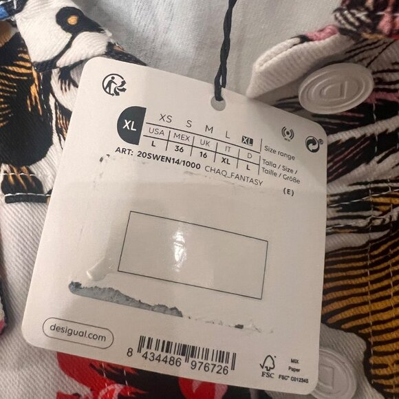 Desigual Women's White Hawaii Floral Print Jeans Jacket Size Large US NWT - Picture 5 of 16